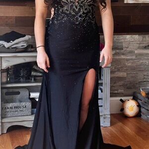 Sophisticated Black Beaded Prom Dress